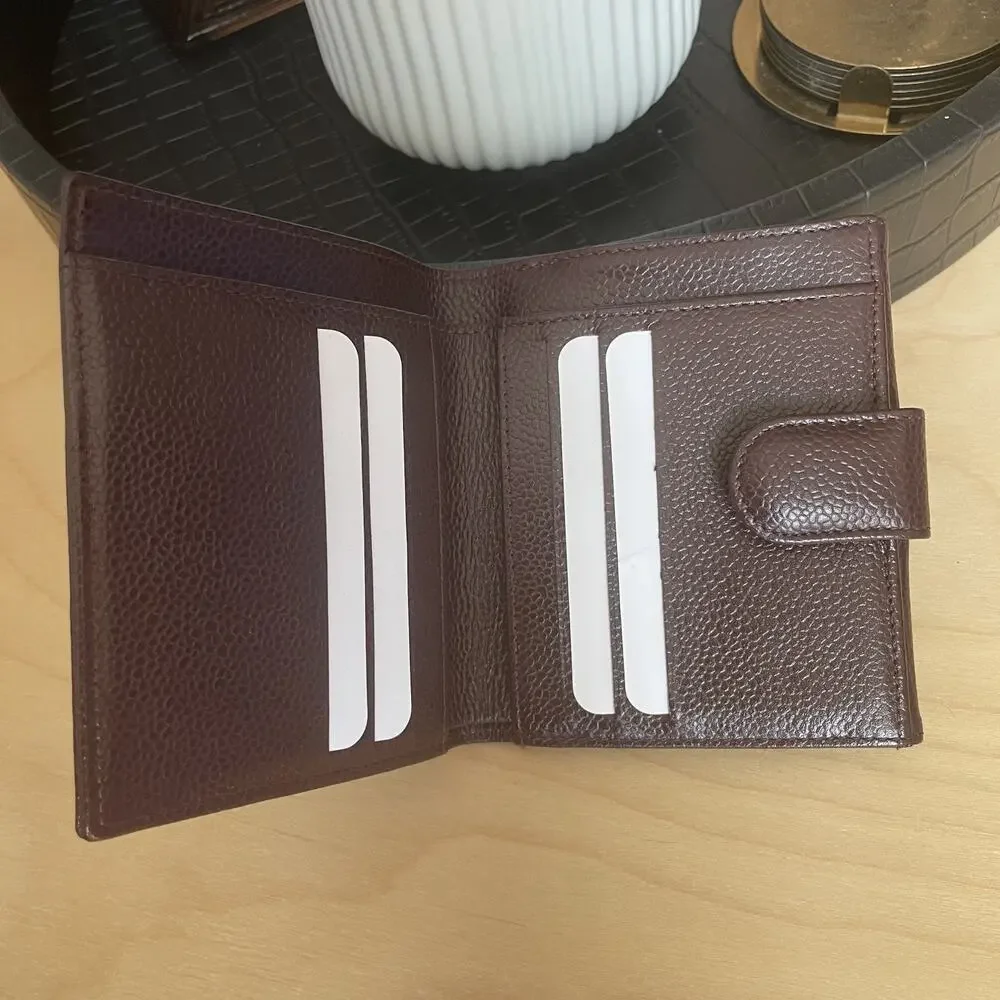 Chanel NEW Wallet Caviar Brown Leather CC Logo Bifold with Coin Pouch Timeless